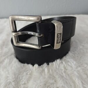Levi's 3644 Italian Leather Black Belt Silver Buckle Size 42/105 Casual Work